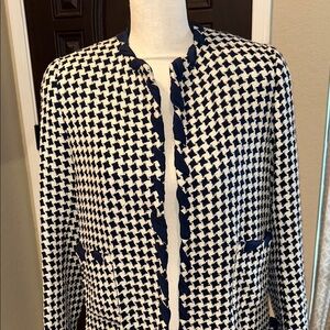 David Hayes Vintage Blue and Cream Houndstooth Double Pocket Jacket